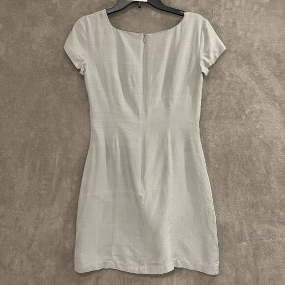 Raw Silk Tweeds Dress Womens 6P Gray Short Sleeve Fitted Sheath Petites Classic - Picture 9 of 13